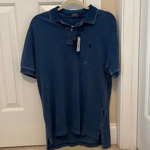 Mens Ralph Lauren polo shirt distressed blue size M